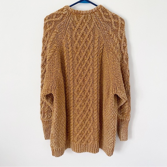 Free People Mustard Cable Knit Sweater Dress - Picture 10 of 15